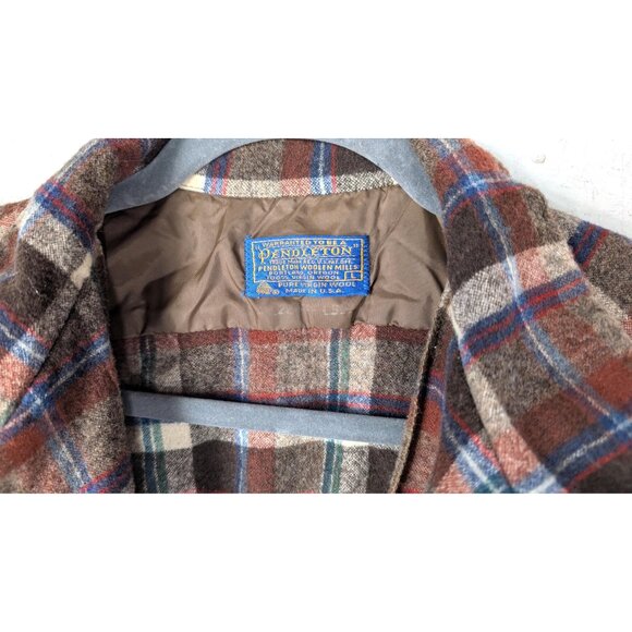 Vintage Pendleton brown checker plaid wool flannel shirt - Picture 3 of 5